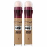 Maybelline Instant Anti Age Eraser Eye Concealer, Dark Circles and Blemish Concealer, Ultra Blendable Formula, 02 Nude, Duo Bundle