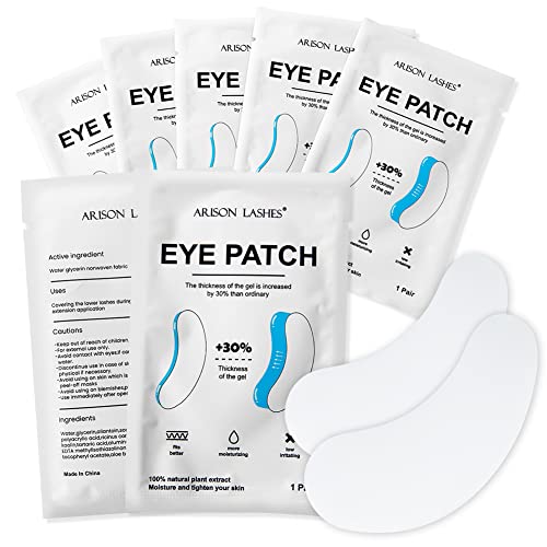 Arison Lashes Eye Gel Pads 50 Pairs Eyelash Extension Under Eye Gel Patches Lint Free Eye Patches with Smooth Front Side and Collagen Back Side E