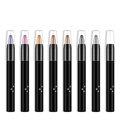 HHONGDU 8 Pcs Eye Shadow Pen 8 Colors Glitter Eyeshadow Pencil Colorful Eyeshadow Glitter Pen, Shimmer Eyeshadow, for Women Eyes Makeup, Long Las