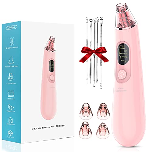 Pore Vacuum, Blackhead Remover Vacuum for Face Acne Comedone Whitehead Extractor Kit with 3 Suction Power & 4 Probes and LED Display Electric Bla