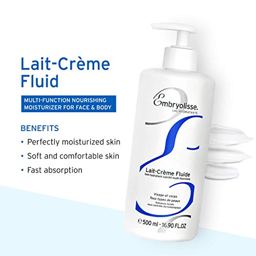 Embryolisse Lait-Crème Fluid Multi-Function | Nourishing Moisturiser | Facial Make-Up Remover, Quickly Absorbed | Face & Body Lotion, Perfect in