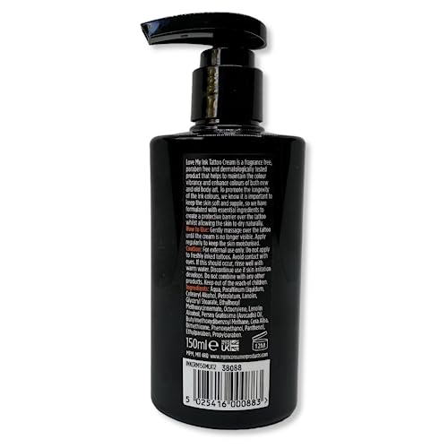 Love My Ink Tattoo Cream 150ml For Maintaining The Colour Vibrancy And Enhance Colours Of New And Current Body Art Easily Absorbed With Dermatolo
