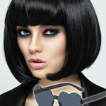 Wig and Sunglasses - Black Bob Wig, Short Black Wig, Black Wigs for Women, Black Bob Wig with Fringe, Wigs for Women