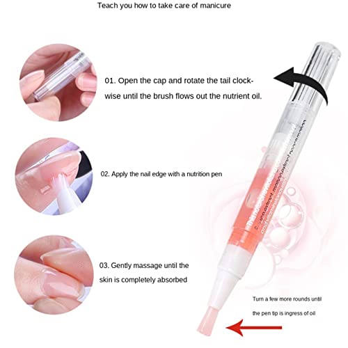 Nail & Cuticle Oil Pen for Nail Care, Nail Oil Pen 2PCS Nail Revitalize Oil Pen Jojoba Seed Oil Hand & Nail Treatment Pedicure