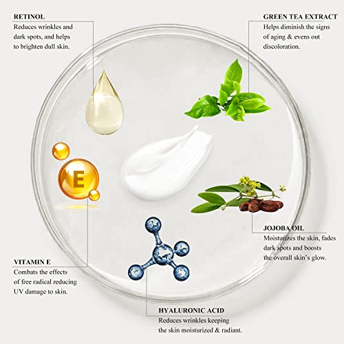 Neck Firming Cream with Peptides & Retinol - Anti Aging Skin Tightening Cream to Reduce Wrinkles, Neck Lines, Age Spots & Sagging Skin - Natural