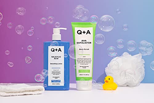 Q+A Salicylic Acid Smoothing Lotion for Effective Targeted Body Care, a BHA that exfoliates the skin, combats 'backne' and unwanted texture, prom