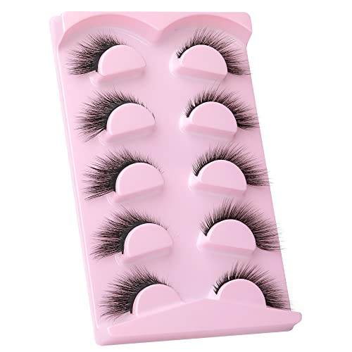Newcally Eyelashes Mink Fluffy Unique Fox 6D False Eyelashes Natural Look Volume L Curl Strip Lashes Like Eyelash Extension Wispy Fake Eye Lashes