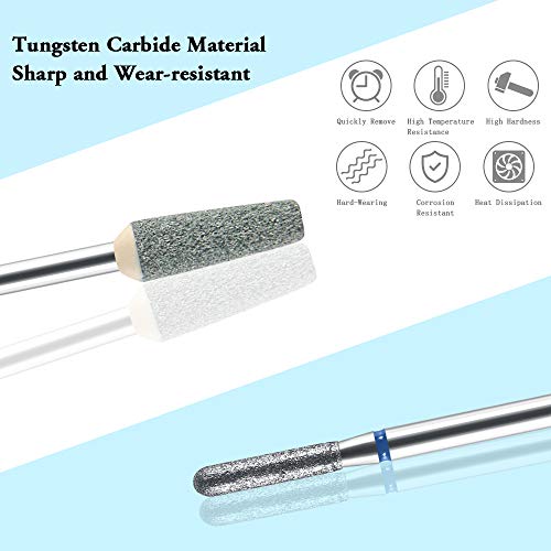 URAQT Nail Drill Bits Set, 10 pcs Electric Nail Drill Bits Kit 3/32", Professional Cuticle Polishing Bits for Acrylic Gel Nails, Electric Nail Fi