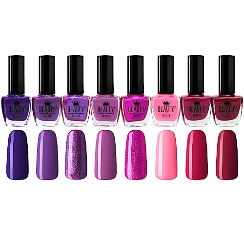 Beauty4Britain 24 x Nail Polish Varnish Set 24 Different Classic Glitter Pearl Colours EU Made