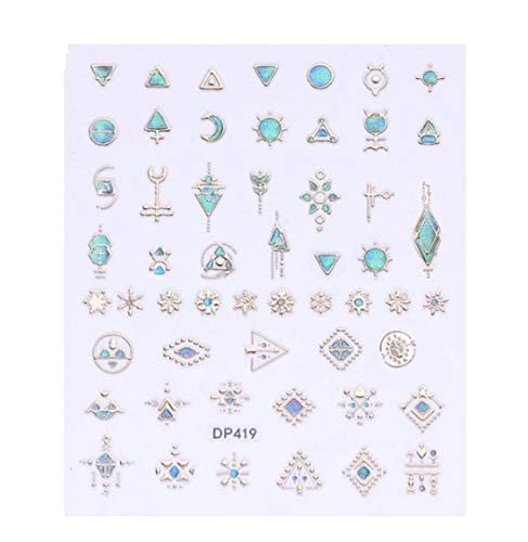 Nail Jewels 3D Nail Art Stickers Decals (Green Aztec)