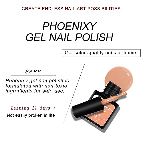 Gel Nail Polish Set, Phoenixy 32 Effect Gel Nail Kit with 48W U V Lamp Starter Kit Complete 8ml 16 Colours Varnish Gel Full Set Professional Salo