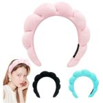 Spa Headband for Women Sponge, Terry Towel Cloth Fabric Head Band Puffy Makeup Headband for Skincare, Face Washing, Makeup Removal, Shower, Facia