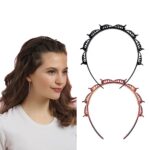 Hairpin Headbands,Double Bangs Hairstyle Hairpin Plastic Hair Bands Multi-Layer Hollow Woven Headbands Non-slip Headbands for Women's Hair (Black