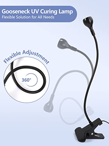 LIONVISON UV Nail Lamp, Gooseneck LED Nail Lamp with 4 Adjustable Intensity for Nail Polish Curing, 5W Rotatable Mini Gel Nail Lamp Nail Dryer wi