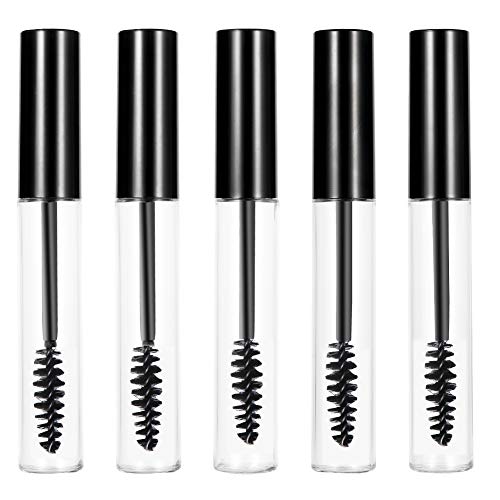 QINREN Refillable Empty Mascara Tube, 5 Pcs Clear Empty Bottle Tube Container with Inner Plug And Mascara Brushes Avoid Leaking for DIY Eyelash G