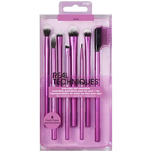 REAL TECHNIQUES Everyday Eye Essentials Eyeshadow Brush Set, No Colour, 8 Count (Pack of 1)