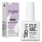 Mylee Fix 'N' Flash Gel 15ml - Brush On Clear Gel Adhesive Glue for Soft Gel Tips, Acrylic Nails, False Nails & Tips, Cures with UV/LED, Soak Off