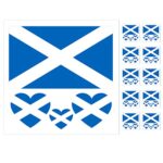 Scotland Temporary Tattoo Set | Scotland Flag Tattoos | 10 Pcs Pack - Square & Heart Shapes | Perfect for Football Matches, National Events, Part