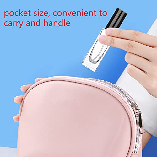 BasicPacking Pack of 6, Transparent 30 ml Portable Perfume Bottles Spray Perfume Atomizer Bottle with Gold Lids, Square Thickened Glass Perfume A