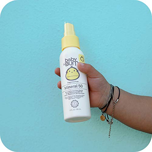 Sun Bum Baby Bum SPF 50 Sunscreen Spray Mineral UVA/UVB Face and Body Protection for Sensitive Skin Fragrance Free Travel Size 3 FL OZ