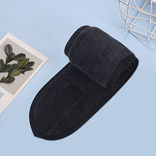 KinHwa 3 Pack Spa Facial Headband Makeup Hair Band Women Skincare Adjustable Microfibre Headband for Washing Face Sports Yoga Black