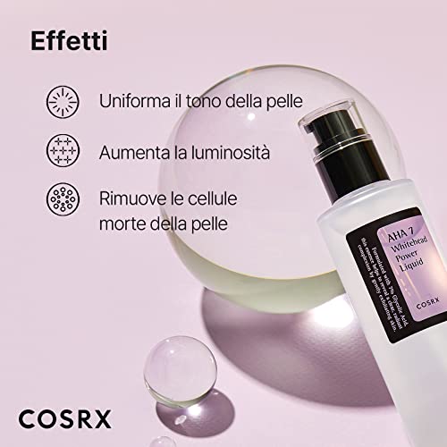 COSRX AHA 7 Whitehead Power Liquid 3.38 fl.oz / 100ml | Glycolic acid 7% Dark Spot Remover | Korean Skin Care, Animal Testing Free, Paraben Free