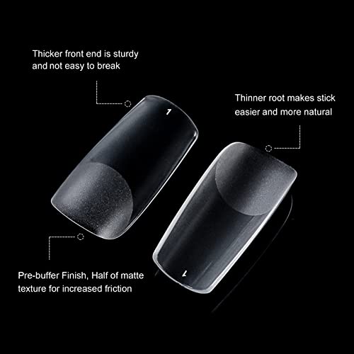 FITDON 240PCS Square Nail Tips, Clear Acrylic False Nail Tips Full Cover Artificial Fake Nails for Nail Salons and DIY Nail Art