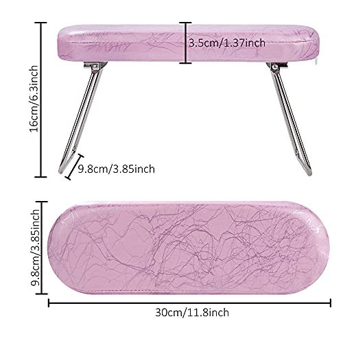 Nail Arm Rest Soft Pink Manicure Hand Pillow Professional Table Desk Station Microfiber Leather for Salon Home Use Nail Technician Beginner