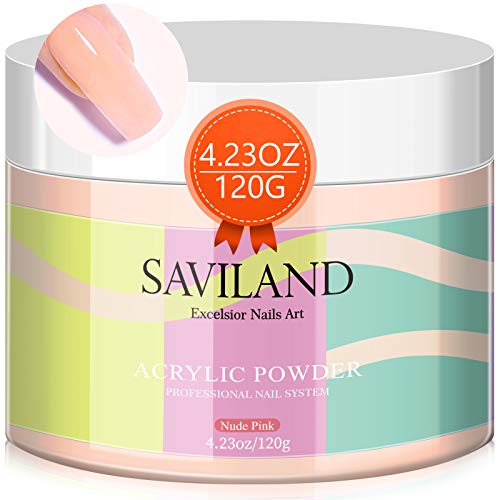 Saviland 120g Nudes Acrylic Powder - 4.23oz Acrylic Nail Powder for Acrylic Nails Extension French Nails No Need Nail Lamp Professional Salon Qua