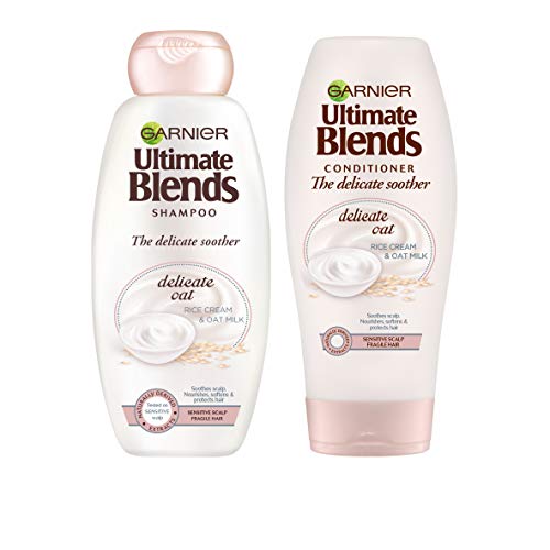 Garnier Ultimate Blends Shampoo & Conditioner Set | Delicate Oat With Rice Cream & Oat Milk Soothing for Sensitive Scalp & Fragile Hair | 360 ml