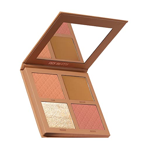 BEAUTY BAY First Light Face Palette All In One - 4 Shade Highlighter, Bronzer & Blush Powder Face Palette - Blendable, Buildable Makeup For Custo