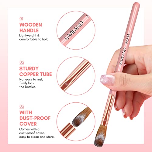 Saviland 3 PCS Kolinsky Acrylic Nail Brush - Size 8/10/14 Nail Brush for Acrylic Powder Durable Acrylic Nail Brush for Beginners Acrylic Brushes