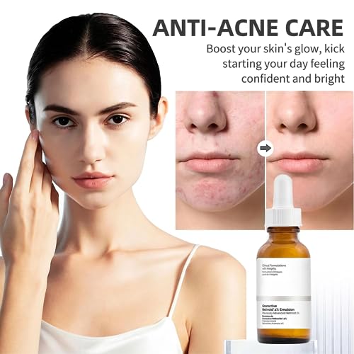 Face Moisturiser, Retinoid 2% Emulsion Retinol Serum High Strength for Face, Retinol Face Serum, Fine Line Anti Wrinkle Serum, Acne Reduced, Brig