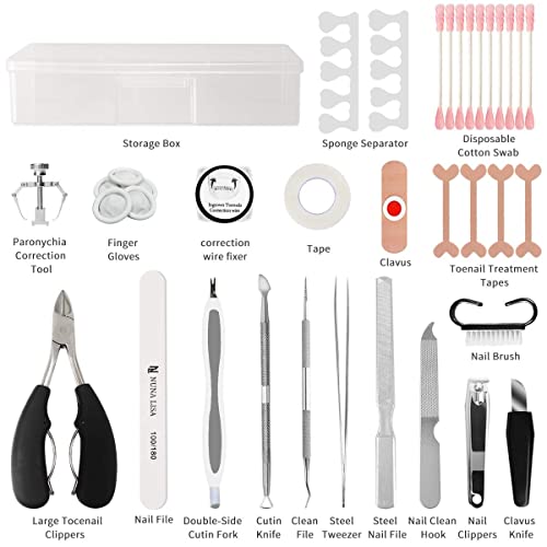 Ingrown Toenail Tool Kit, Toe Nail Nippers Set for Ingrown & Thick Nail, Surgery Grade Manicure Pedicure Tool, Nail File Lifter Pusher Corrector