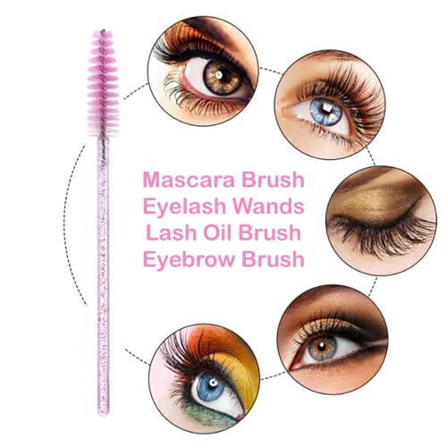 Avos-Deals-Global - 100pcs Disposable Glitter Mascara Wands Makeup Brushes Applicators Kits for Eyelash Extensions and Eyebrow Brush Tool, Castor