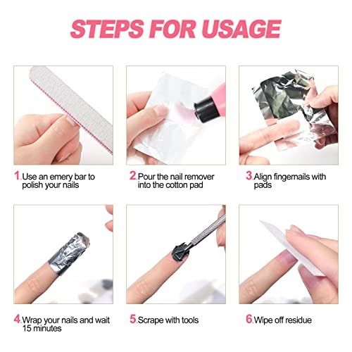 Qufiiry 100 Pcs Foil Nail Wraps, Nail Foils for Gel Nails, with Pre-attached Lint-Free Cotton Pads, Nail Foil Aluminium Wraps Remover for Fast &