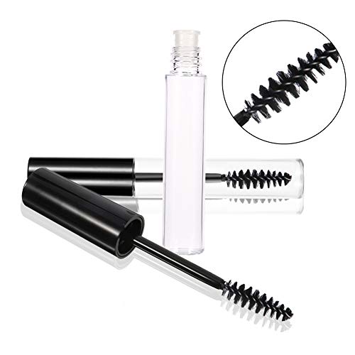 QINREN Refillable Empty Mascara Tube, 5 Pcs Clear Empty Bottle Tube Container with Inner Plug And Mascara Brushes Avoid Leaking for DIY Eyelash G