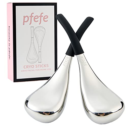 Pfefe Ice Globes Facial Skin Care Tools for Women Face Eyes, Stainless Steel Face Beauty Cryo Sticks for Girls Ladies, Cooling Spa Globes Cold Ro