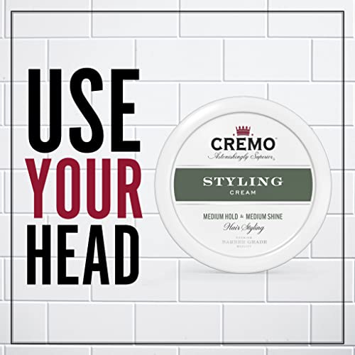 CREMO - Barber Grade Hair Styling Cream For Men | Medium Hold & Medium Shine | 113g