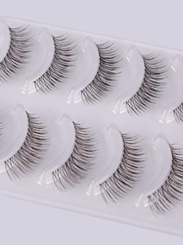 GMAGICTOBO Natural False Eyelashes Short Clear Band Lashes Pack Wispy Lashes Light Volume Soft Strip Fake Eyelashes 5 Pairs Multipack