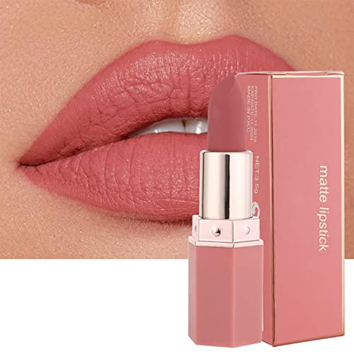 Lipstick, Matte Lipsticks For Women Long Lasting Pink Red Lipstick, Waterproof Natural Nude Moisturizing Hydrating High Pigmented Smooth Velvet T
