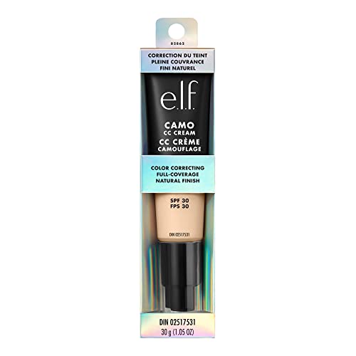 e.l.f. Camo CC Cream, Colour Correcting Medium-To-Full Coverage Foundation with SPF 30, Fair 100 W, 1.05 Oz (30g)