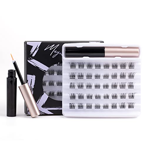 False Eyelashes, 10 Pairs False Eyelashes with Eyelash Glue Multipack Natural looking False Eyelashes Soft Reusable Fluffy Full Lashes Black Stri