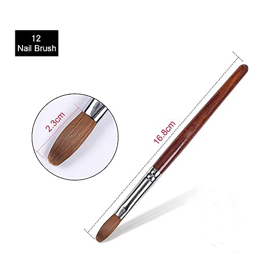 12# Sable Nail Art Brush,Manicure tool,Red Wooden Nail Brush for acrylic nails,Polygel Brush for Acrylic