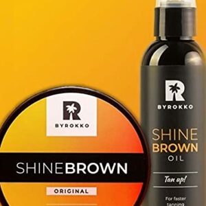 (2 ITEMS) Byrokko Shine Brown Premium Tanning Accelerator CREAM 190ml & Shine Brown Fast Tanning Accelerator Boosting OIL XXL 150ml Sunbed & Outd