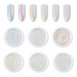 Ownest 6 Pcs/Set Sugar Nail Glitter Dust Powders, Neon Unicorn Nail Powder Holographic Unicorn Shining Mermaid White Glitter Nail Powder Manicure
