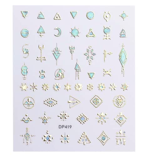 Nail Jewels 3D Nail Art Stickers Decals (Green Aztec)