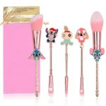 5Pcs Stitch Makeup Brush Set with Storage Bag, Portable Makeup Brush Set, Stitch Theme Cosmetic Brushes for Powder Eyeshadow Blushes Lip, Kawaii
