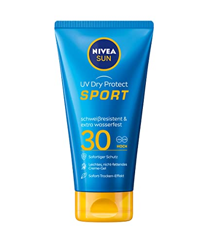 NIVEA SUN UV Dry Protect Sports Cream Gel SPF 30 (175 ml), Non-Greasy Sun Protection with Instant Dry Effect, Sweat-Resistant & Extra Waterproof