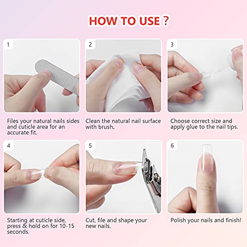 BOLASEN False Nail Glue Extra Strong(4*15ml) Super Strong Nail Glue Brush on Nail Glue for Acrylic Tips Extra Strong Acrylic Nail Glue for Broken